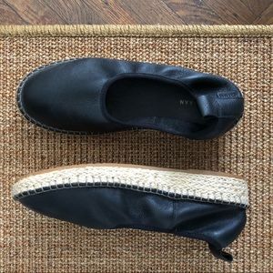Cole Haan Black Leather Espadrille Flats